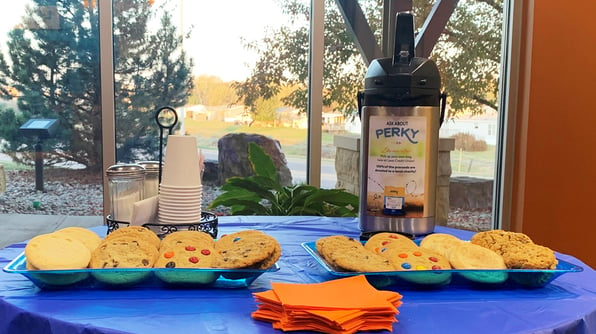 table with cookies and coffee