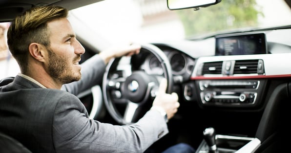 Man driving car