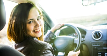 Woman driving car