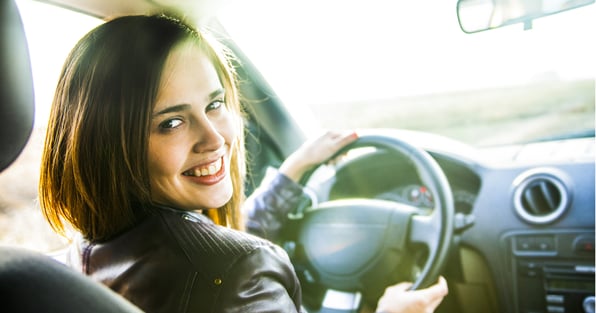 Woman driving car