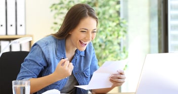 A girl excited about getting her tax refund