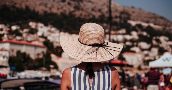 Woman wearing sunhat at beach
