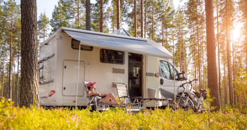 Camping in an RV in the wilderness
