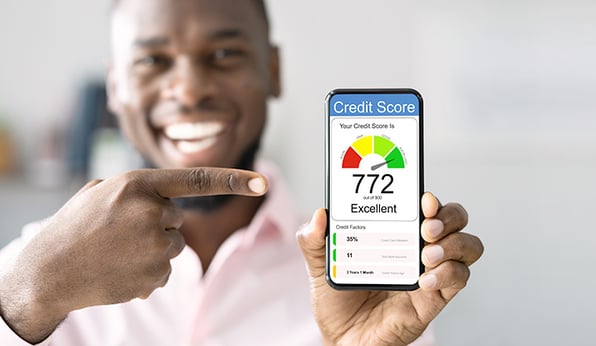 Man showing his credit score